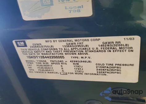 2004 GMC Envoy z USA, uszkodzony, nr VIN 1GKDT13S442266065
